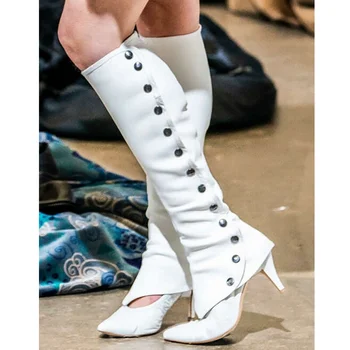 גודל גדול דמוי עור המגפיים בגובה הברך עבור נשים סקסי ליידי להחליק על סתיו חורף botas mujer אישה חיצונית בנות רחוב הנעליים.