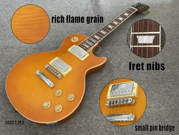 גיטרה חשמלית דק Oragne עם צבע עשיר להבה תבואה העליון מנגינה O Matic סיכה קטנה גשר לעצור את עצם הזנב אגוז תדאג ניבס