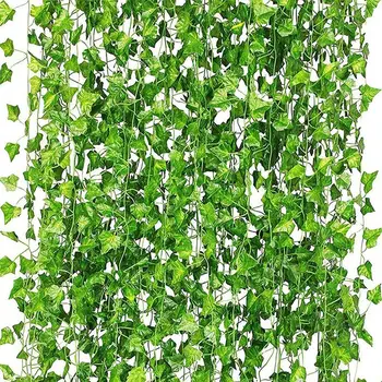 גפנים עבור חדר השינה 12PCS מלאכותי ירוק עלים קיסוס מלאכותי אייבי צמחייה גרלנד צמחים תלויים השינה אסתטי בעיצוב הבית.