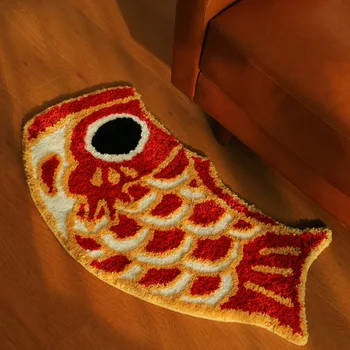 דג זהב המצויץ שטיח שטיח מודרני קומה הספה בצד האדום מזרן נוח רך סופג להחליק עמיד הסלון שמח קישוט