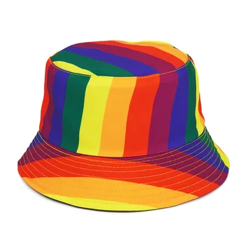דיג כובע קיץ דייג כובע הפיך בציר קשת מודפס דלי כובעים עבור נשים גברים רחוב היפ הופ כובע דלי 2023