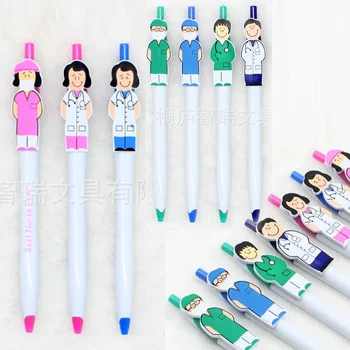 דמויות מצוירות חידוש הצוות הרפואי עט כדורי הרופא והאחות בעט כדור כמו בית הספר & Office כתיבה עט אספקה ילדים מתנה