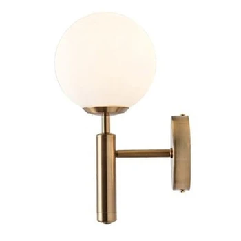 דקורטיבי Led מנורת קיר תאורה נורדי זכוכית הכדור נברשת המראה בחדר האמבטיה אור זהב עגול מודרני מנורת קיר לבן חם L
