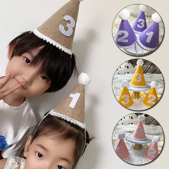 הולדת של ילדים כובעים לתינוק שנה אחת קישוט הכובעים מקלחת תינוק מסיבת יום הולדת קישוט אספקה בנים בנות צילום אביזרים