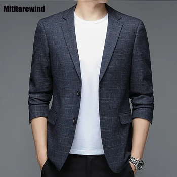 המותג ג ' קט של חליפה עסקית מזדמן בלייזר גברים סגנון קוריאני סלים יחיד עם חזה החליפה אביב סתיו המשרד הלבשה עליונה יוקרתי גבר