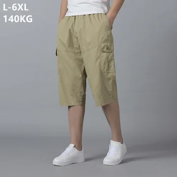 המכנסיים גברים שחור ירוק כותנה בגדי הסוואה יוקרתי בתוספת גודל 6XL 140KG מזדמנים זכר גדול במיוחד בקיץ חצי מכנסיים.