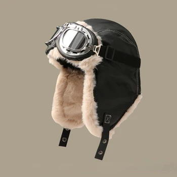 הסתיו והחורף טיסה ליי פנג הכובע הגברי רכיבה על אופניים עם קטיפה השמשה מעובה חמים כובע אוזן חיצונית הגנה כובע נשי