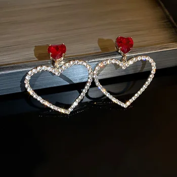 הצהרה לב גדול זרוק עגילים לנשים מתוק אביזרים אופנתיים, תכשיטים מסיבת Faux e421