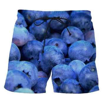 הקיץ אוכמניות פירות מכנסיים קצרים לנשים גברים 3D מודפס בגד ים בגד ים קצרים חוף סקייטבורד ספורט מגניב כושר קרח קצרים.