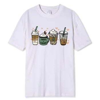 הקיץ חיוני לשתות קפה חולצות Mens אופנה אישיות חולצת טי הקיץ פשטות בגדי היפ הופ O-צוואר חולצת כותנה