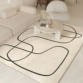 השטיח בסלון שטח גדול לבן מינימליזם מופשט קו השינה קטיפה השטיח קישוט הבית המודרני במלתחה מחצלת ковер 러그