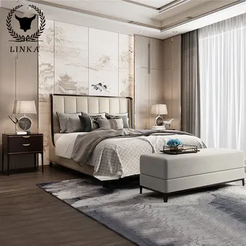 השכבה הראשונה פרה מיטה זוגית מודרנית מינימליסטי זן מודרני בסגנון סיני מיטת קינג השינה רהיטים