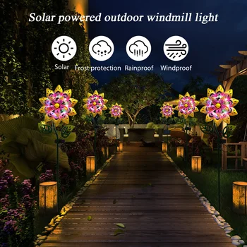 השמש מסתובבת טחנת הרוח הדשא המנורה 3D ברזל שבשבת נוף מנורה צבעוני תאורה קישוטים עיצוב הבית עבור החצר האחורית.