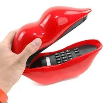 השפתיים טלפון רב-תפקודית חמוד השולחן במשרד בטלפון הקווי בבית קישוט סט מסוגנן משק צורת הפה טלפון חדש