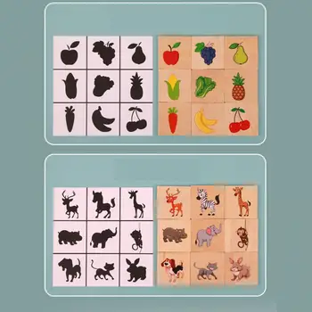 זוג צעצועים צל התאמת כרטיסי עץ המוח אימון המשחק כיף הפאזל צורה עם צל זיווג הקלפים עבור ילדים עבור ילדים