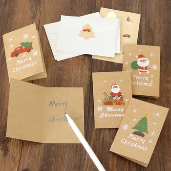 חג Chritmas כרטיסי ברכה עם מעטפה Chritmas כרטיס מתנות DIY קיפולי נייר כרטיס הזמנות משאלות חג גלויה מתנות