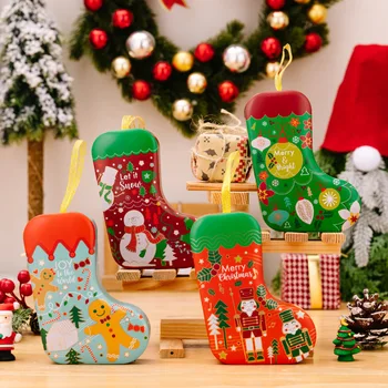 חג המולד, גרביים צורה ממתקי קופסא מתנה מפצח האגוזים עוגיות חטיף בצנצנת פח קופסת עץ חג מולד קישוט תליונים חג המולד קישוטים