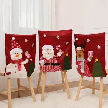 חג המולד הכסא כיסוי 3D Cartoon בבית שולחן ארוחת הערב הכסא כיסוי מושב קישוט חג המולד מסיבת שנה חדשה קישוט הבית