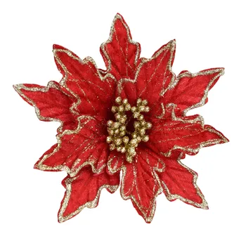חג המולד מזויף פרח עץ חג מולד קישוט מלאכותי לתלות פרח חג המולד לדמות דקורטיביים פרחים הביתה פסטיבל העיצוב