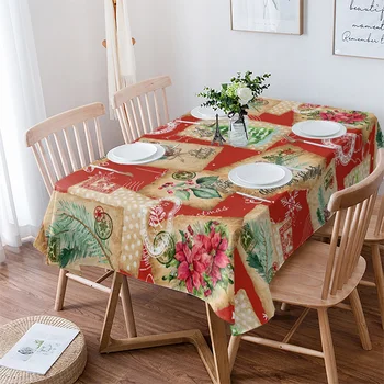חג המולד רטרו המעטפה חותמת בד שולחן עמיד למים האוכל מפת שולחן מטבח דקורטיביים מסיבת כיסוי שולחן