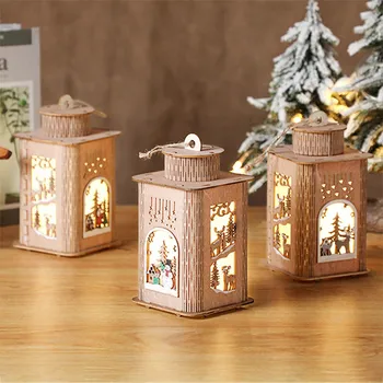 חג מולד קישוט בית עץ עם אורות בראש הטבלה הרוח הוכחה אביזרים אורות ליל חג המולד קישוטים מהיר חינם Shiping