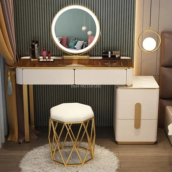 חדר השינה קפה שולחן איפור אור יוקרה רוק לוח אחסון חדר שינה שולחן איפור מודרני Penteadeira דה Maquiagem רהיטים