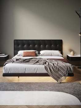 חדר שינה מודרני אחסון רהיטים מיטה זוגית ממשק ומגירות בד המיטה מיטות עץ