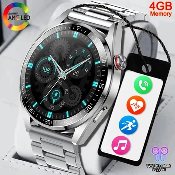 חדש 466*466 מסך AMOLED שעון חכם תמיד להציג את הזמן אל קול Bluetooth לקרוא שעון 4GB המוזיקה המקומית גברים נשים Smartwatch