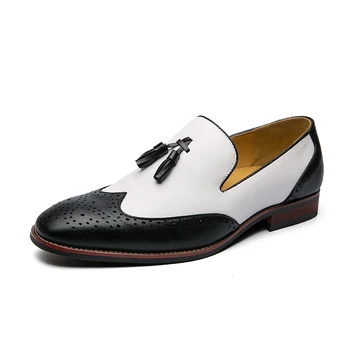 חדש זכר בריטי בסגנון מעורב צבע באיכות גבוהה נעלי גברים עור אמיתי Brogue נעליים מזדמנים קיץ שטוח עקבים נעליים