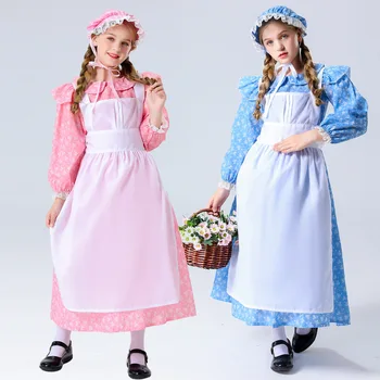 חוות המושבה שמלת ילדה פסטורלי תחפושות לילדים דרמה תלבושות הבמה.
