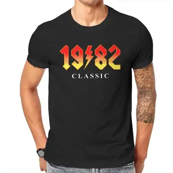חולצת הטריקו של הגברים ליום הולדת 40 מתנה אדירה מאז 1982 רוק כותנה 100% חולצת טריקו שרוול קצר חולצות Crewneck ביגוד קיץ