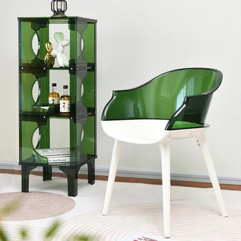 חזרה שקוף האוכל כיסא פשוט הביתה משענת יד הכיסא נורדי יצירתי טרקלין יוקרה פלסטיק מודרני Cadeiras ריהוט הבית
