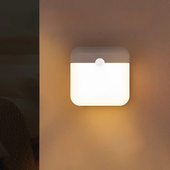 חיישן תנועה, תאורה נטענת USB השינה מנורה אוטומטי חיישן מנורת לילה לחדר המדרגות במסדרון ארון חדר השינה תאורה