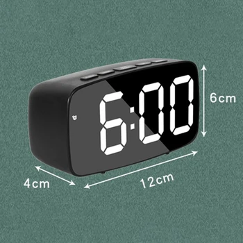חכם דיגיטלי השעון המעורר שליד המיטה,ירוק LED נסיעות USB השעון עם 12/24H תאריך טמפרטורה נודניק עבור חדר השינה,שחור