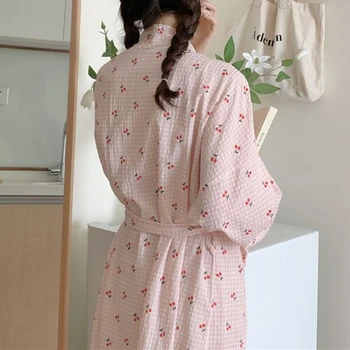 חלוקים לנשים פרחוני הלבשת לילה באגי סתיו מזדמן אסתטי עדין הביתה Kawaii בסגנון יפני בגדים מזג ילדה יומי 2023