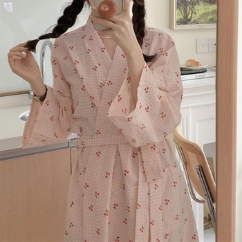 חלוקים לנשים פרחוני הלבשת לילה באגי סתיו מזדמן אסתטי עדין הביתה Kawaii בסגנון יפני בגדים מזג ילדה יומי 2023