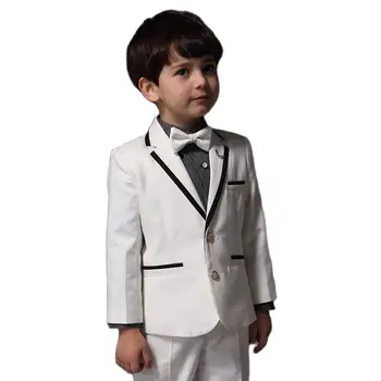 חליפות חתונה עבור ילד 2 חתיכה Slim Fit לבן חליפות בהזמנה אישית בנים בגדי ילדים חליפה רשמית נשף מסיבת להגדיר את הז ' קט+מכנסיים