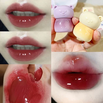חמוד דוב גביש ג ' לי אדום גלוס במראה מים נוזלי שפתון לחות מתמשכת סקסי שפתיים גוון איפור קוסמטיקה קוריאנית