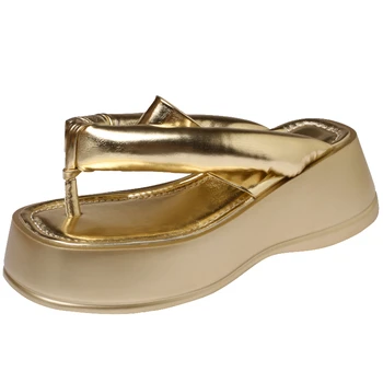 טריזי נעלי נשים נעלי קיץ פלטפורמת עור אמיתי כפכפים זהב כסף מסיבת נעלי נשי מחוץ סנדלים נעליים