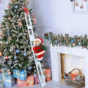 ילד חשמלי טיפוס סולם סנטה קלאוס קטיפה בובת חג המולד קישוטי עץ חג המולד קישוטים יצירתיים מוסיקה צעצועים תלויים עיצוב