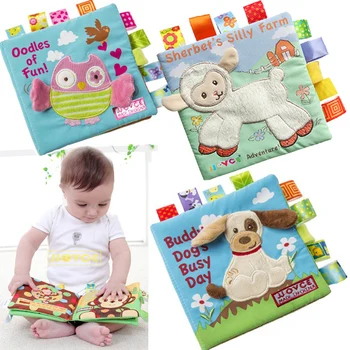 ילדים בד ספרים חיה בסגנון הקוף ינשוף הכלב תינוק צעצועים למידה חינוכי חמוד תינוק תינוק בד הספר Ratteles игрушк