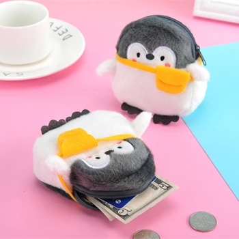 ילדים מבוגרים פינגווין חמוד צורת הארנק ממולאים בפלאש צעצוע נייד קריקטורה מטבעות שפתון שקית אחסון מתנה לנשים ילדה הארנק