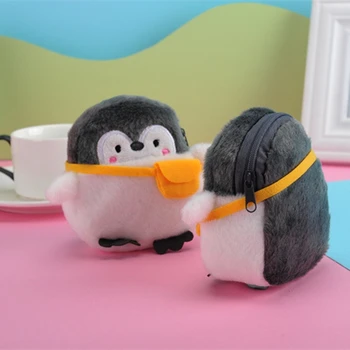 ילדים מבוגרים פינגווין חמוד צורת הארנק ממולאים בפלאש צעצוע נייד קריקטורה מטבעות שפתון שקית אחסון מתנה לנשים ילדה הארנק