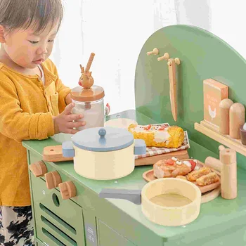 ילדים צעצועים, כלי בישול המטבח חינוכי כלי מטבח עץ מזויף סימולציה משחק הבית Playset הילד כלי בישול