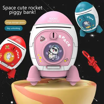 ילדים קופת חמוד תעופה פיגי צעצוע טיל חלל קופת קריקטורה מדבקה ידנית פיגי מטבע כסף התיבה ילד מתנה
