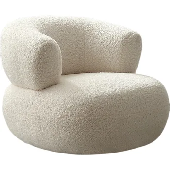 כבש קטיפה ספה אור לבן יוקרה יחיד הכיסא בסלון פנאי מינימליסטי בסגנון נורדי חדר שינה מודרני הספה