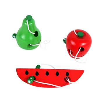 כיף חדש צעצועי עץ התולעת לאכול פירות תפוח אגס למידה מוקדמת מלמד סיוע צעצועים לתינוקות ילדים צעצועים חינוכיים מתנה