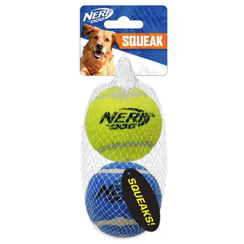 כלב בגודל 3 אינץ סקוויק כדור טניס לכלב צעצוע, 2 Pack
