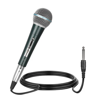 כף יד קווי Microfone מיקרופון דינמי, מיקרופון לקריוקי לחיות ווקאלי ביצועים Microfone
