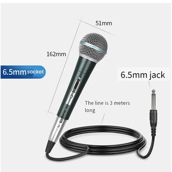 כף יד קווי Microfone מיקרופון דינמי, מיקרופון לקריוקי לחיות ווקאלי ביצועים Microfone